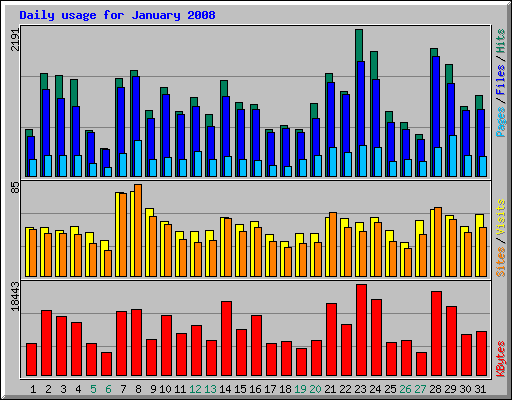 Daily usage for January 2008