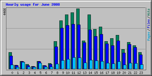 Hourly usage for June 2008